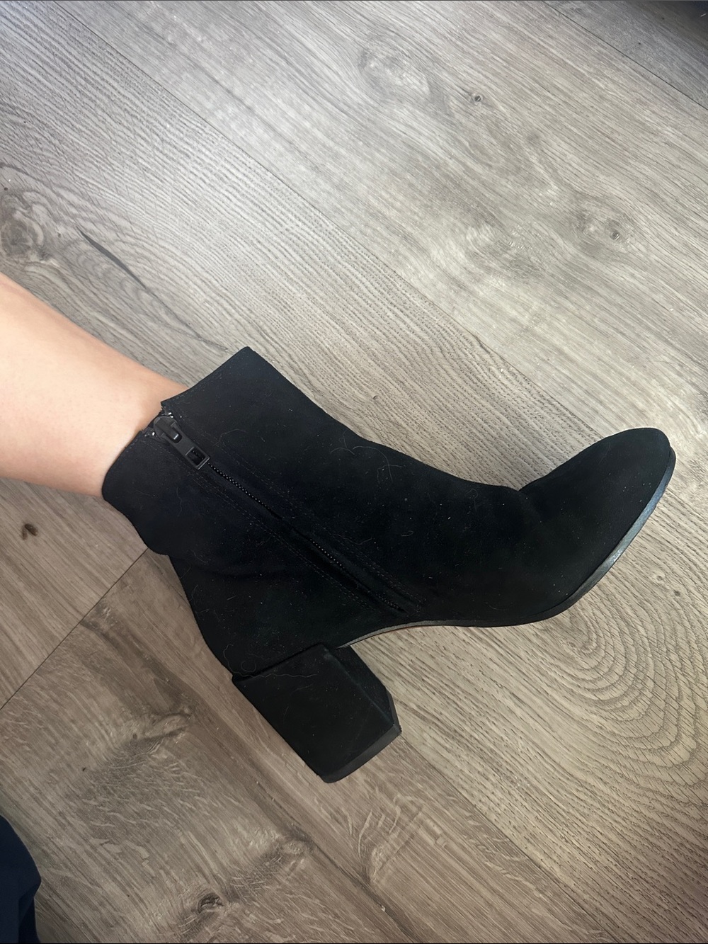 Vince Black Suede Ankle Boot with Block Heel
